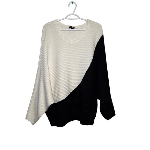Express color block oversized sweater womens large casual cozy neutral capsule - Picture 1 of 8